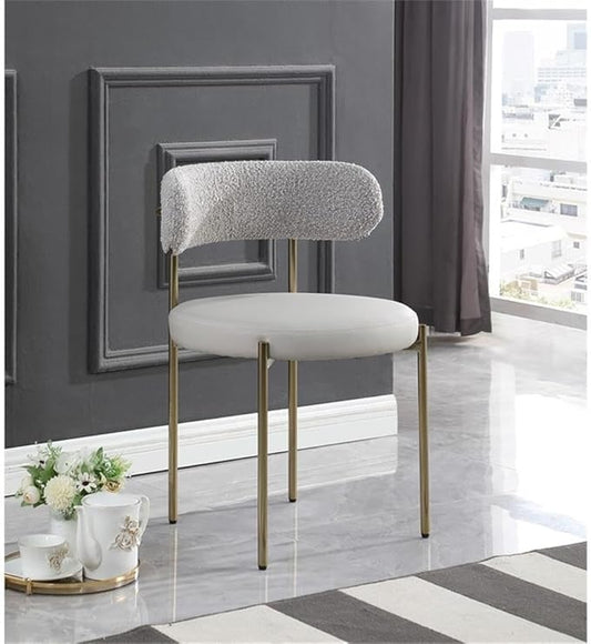 Meridian Furniture Beacon Taupe Vegan Leather and Boucle Dining Chair (Set of 2)