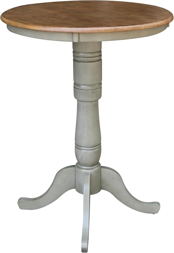 IC INTERNATIONAL CONCEPTS 30" Round Wood Distressed Hickory/Stone Table-Bar Height