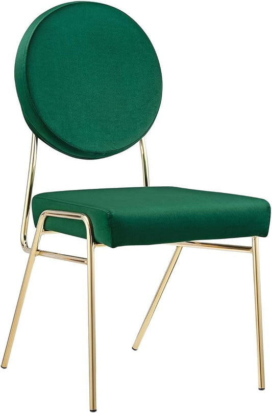Modway Craft Performance Velvet Upholstered Side Dining Chair in Gold Green