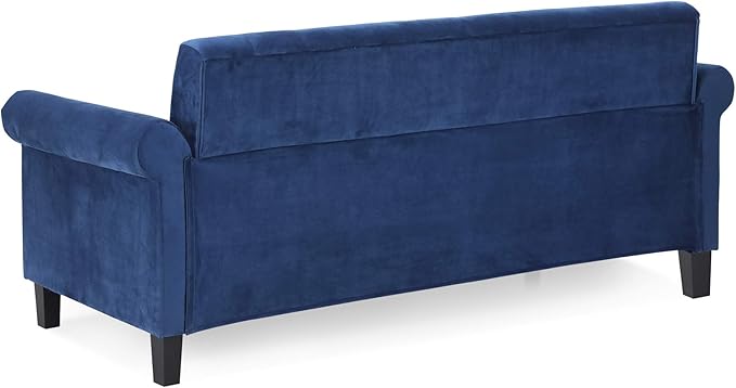 Furinno Bastia Vintage Modern Chesterfield Button Tufted 3-Seater Sofa Couch for Living Room, Navy Velvet