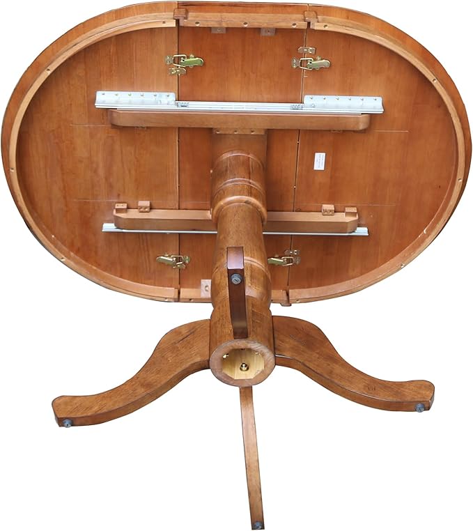 IC INTERNATIONAL CONCEPTS 36" Solid Wood Round Top Pedestal Table in Oak with 12" Leaf - 35.3" H