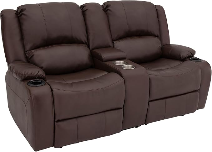 RecPro Charles 67" Powered Double RV Wall Hugger Recliner Sofa | Zero Wall Loveseat for Camper with Upgraded 2023 Fabric (Mahogany)