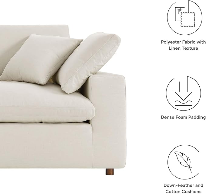Modway EEI-4859-LBG Commix Down Filled Overstuffed Loveseat, Light Beige