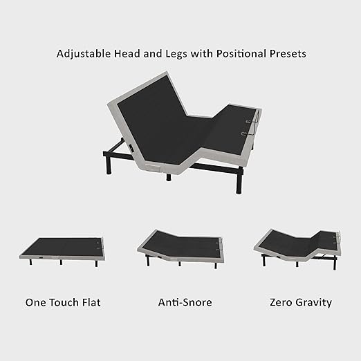 California King Adjustable Bed Base | Dual Massage | USB Ports | Zero Gravity | Anti-Snore | Memory Positions | Under Bed Lighting | Wireless Remote | Zero Clearance