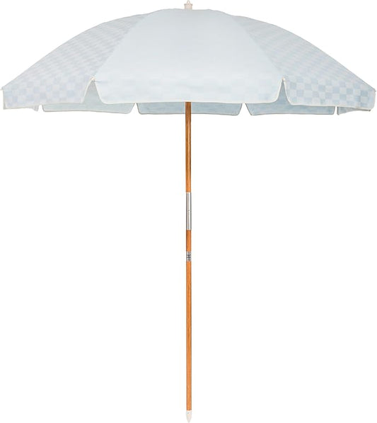Business & Pleasure Co. Rio Umbrella Scalloped Brim For Beach, Patio or Picnic - 6' Boho Beach Umbrella, 7' Tall Wood Pole, UPF 50+