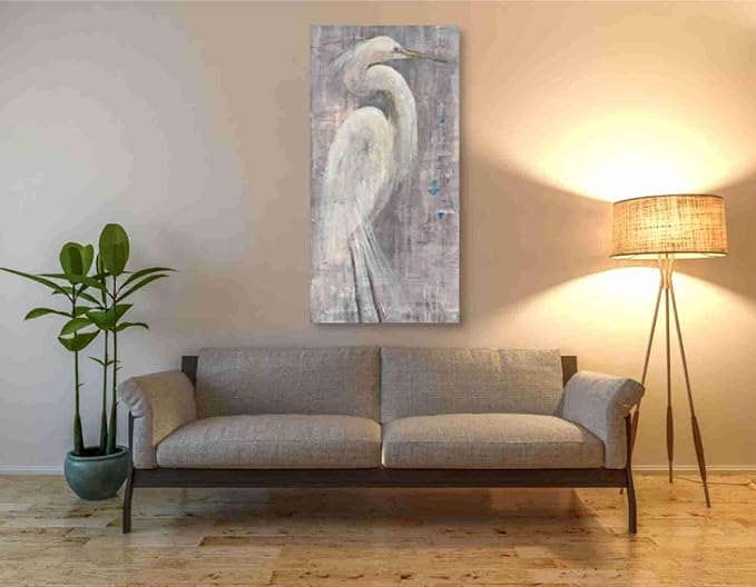 Epic Graffiti 'Coastal Egret I Legs' by Albena Hristova, Canvas Wall Art, 30"x60"