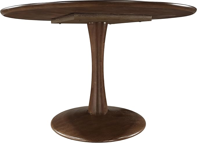 Meridian Furniture 915Brown-T Holly Collection Mid-Century Modern Dining Table with Rich Brown Finish, Solid Wood, Oak Veneer, 48" W x 48" D x 30" H, Brown