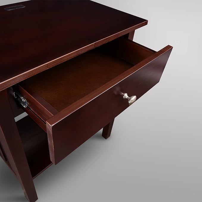 Casual Home Vanderbilt Nightstand with USB Ports-Espresso , 17 in x 24 in x 27 in