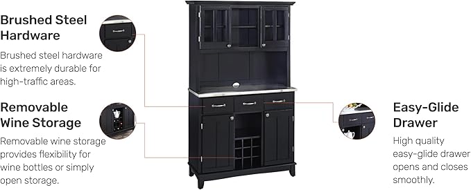homestyles Server sideboards-buffets-credenzas, Hutch, Black