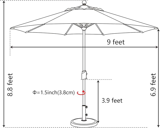 EliteShade USA 10-Year-Non-Fading 9Ft Market Patio Umbrella, UPF 50+ UV Protection Performance Sun Umbrella, Heavy Duty Commercial Grade Outdoor Table Umbrella with Crank & Tilt, Windproof Vented Top for Garden, Pool, Deck and Outdoor Playsets, Forest ...