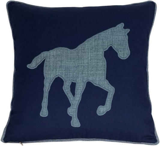 Navy Cotton Pillow Covers Decorative Horse Pillow Case for Sofa Cushions Covers 18x18 Inches (Navy) … …