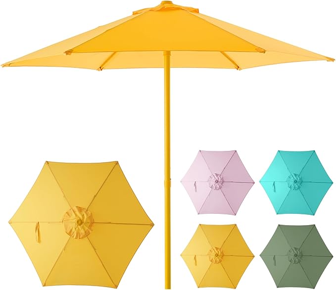 HOMSHADE Outdoor Patio Umbrella - Market Table Pool Deck Umbrella with Push Button Tilt, Crank, UPF50+ UV Protection and Sturdy Ribs, 3-Year Fade Resistance, 220GSM Solution-Dyed Fabric (No base)