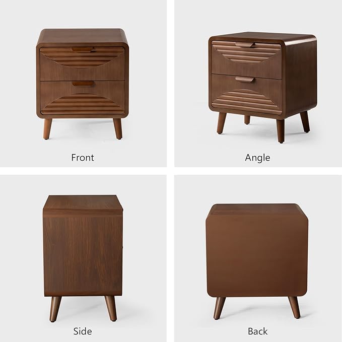 COSIEST Modern Storage Cabinet 2 Drawer, Walnut Accent Cabinet, Sideboard Buffet for Living Room Hallway Dining Room Kitchen