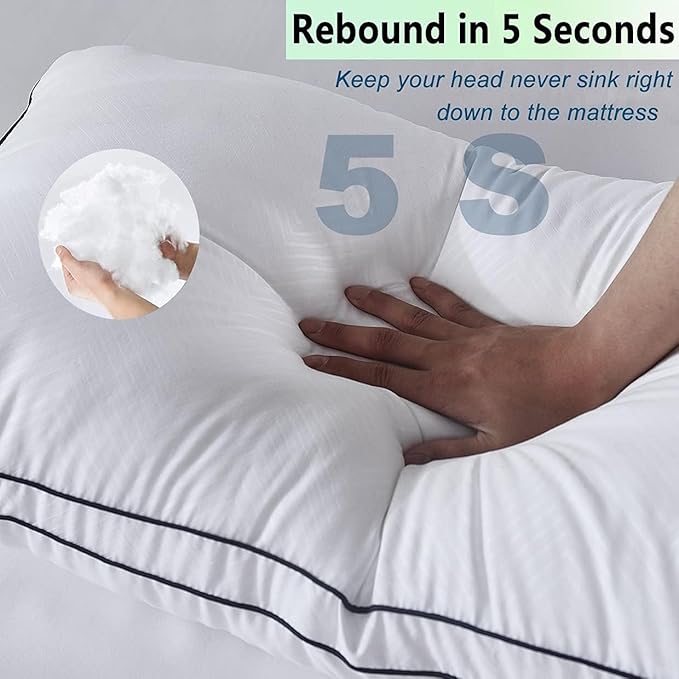 Gehannah Bed Pillows for Sleeping, Luxury Plush Soft Pillow with Home and Hotel, Breathable Microfiber Cover Skin-Friendly Pillows for Side Back Sleepers (White, King (Pack of 4))