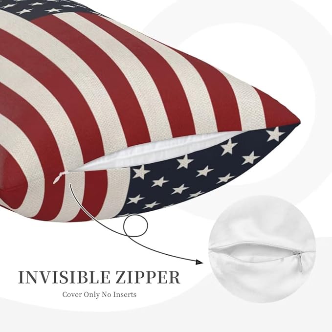 BETGINY 4th of July Pillow Covers 12x20 Set of 2, American Flag Patriotic Decorations Throw Pillow Covers Linen Farmhouse Independence Day Cushion Case for Couch Sofa Summer Home Outdoor Decor