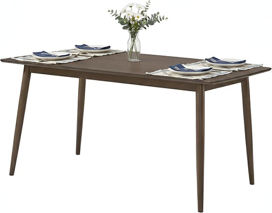 Alaterre Furniture Calais Dining – Mid Century Modern 59-Inch Rectangular Dining Table for 4 – Solid Wood Kitchen and Dining Room Table with Minimalist Design (Walnut Finish)
