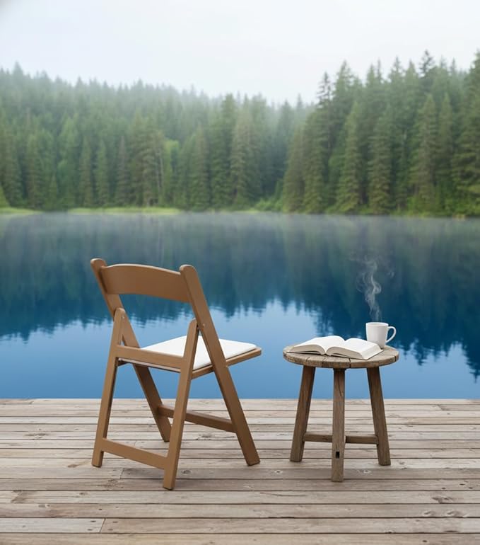 BTEXPERT Resin Folding Chair Vinyl Padded Seat Indoor Outdoor Lightweight Set for Home Event Party Picnic Kitchen Dining Church School Weddings- 30 Natural Chestnut