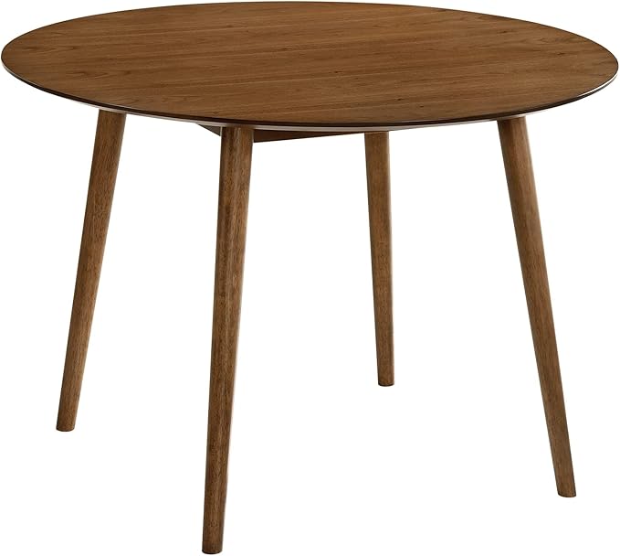Armen Living Arcadia 42" Round Dining Table in Walnut Wood