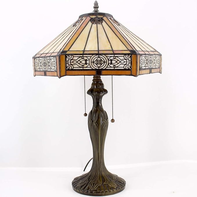 WERFACTORY Table Lamp Base Replacement Only, Wide 6.5 Height 24 Inch, Fit for 12, 14, 16, 18 Inch Tiffany Style Stained Glass Lampshade, Dark Bronze Finish, Metal, Pull Chain Switch