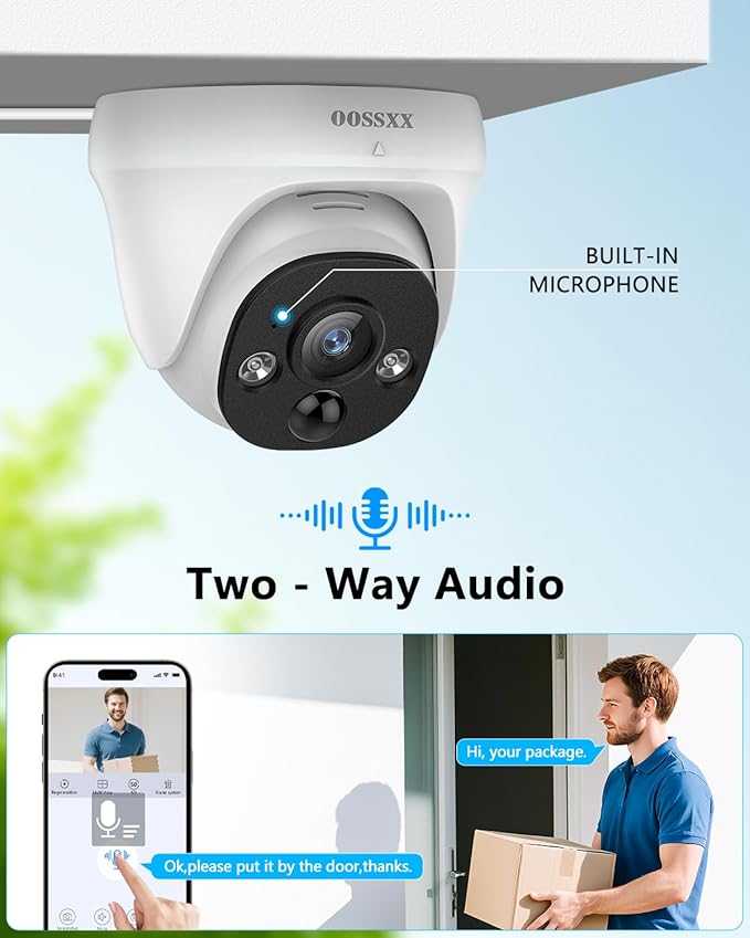 OOSSXX 4K 130° Ultra Wide-Angle 2-Way Audio 8MP Wired Dome PoE IP Cameras for Home Security Outdoor Camera System DVR Kits, Smart PIR Detection,DVR Kits (4 Bullet+4 Dome(3TB HDD))