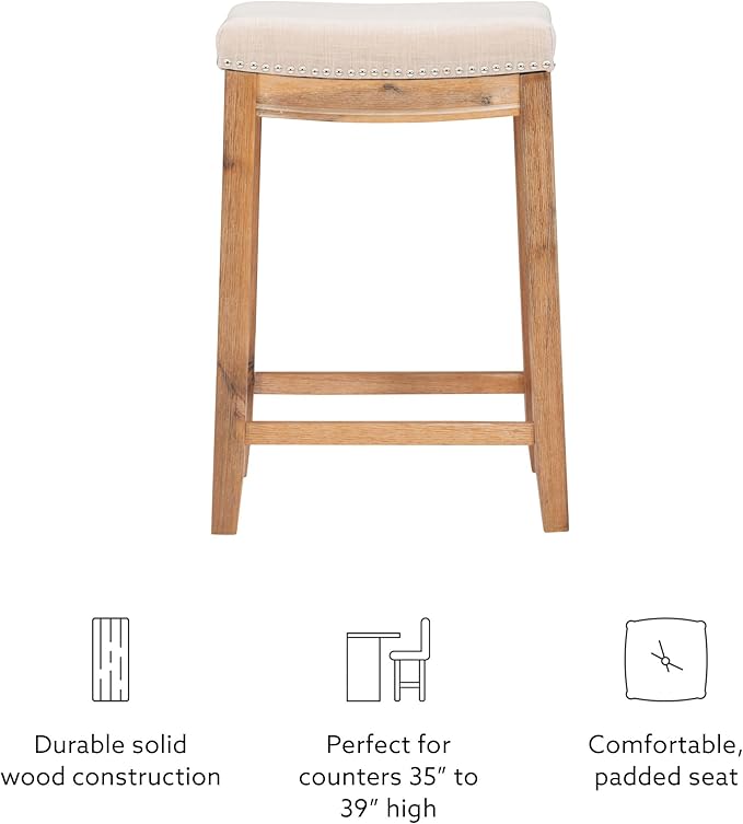 Linon Home Décor Kingston Acacia Counter Stool, Brown