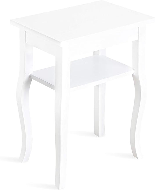 Kate and Laurel Lillian Transitional Wood Side Table, 18 x 12 x 24, White, Chic Traditional Accent Table for Storage and Display