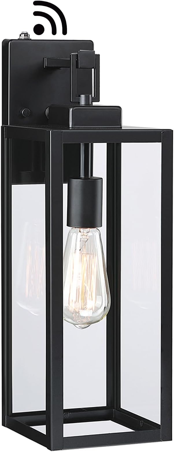 Dusk to Dawn Outdoor Wall Lantern - 18 Inch Exterior Wall Sconce with Sensor, Large Size Outdoor Wall Light for Porch Garage Light, E26 Socket, 1 Pack