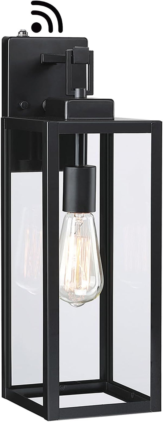 Dusk to Dawn Outdoor Wall Lantern - 18 Inch Exterior Wall Sconce with Sensor, Large Size Outdoor Wall Light for Porch Garage Light, E26 Socket, 1 Pack