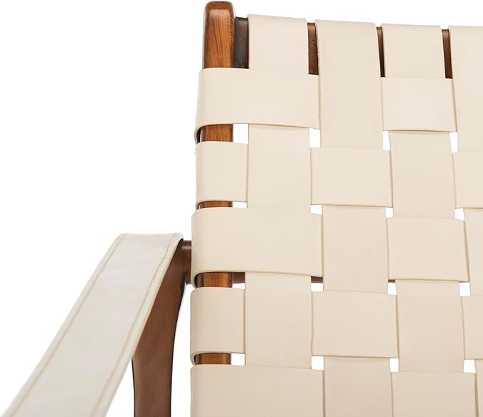 Safavieh Couture Collection Dilan White and Light Brown Leather Safari Chair