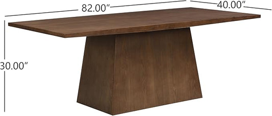 Christopher Knight Home Coadz 82 inch Wooden Dining Table, Modern Rectangular Kitchen Dinner Table for 6-8 People, Pedestal Wooden Dining Furniture for Kitchen Office Conference Room, Walnut Brown