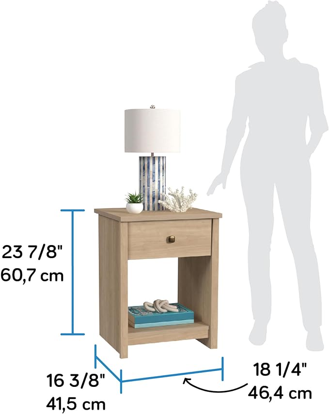 Sauder River Ranch Nightstand W/Drawer, Harvest Walnut Finish