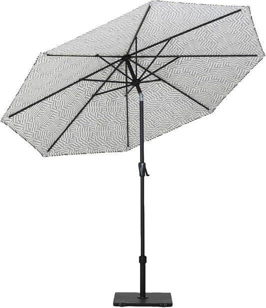Tempera Striped Patio Umbrellas Outdoor Table Market Umbrellas with Crank & Pust Button Tilt|Auto-Tilt, 8 Steel Ribs, High Color-Fastness Canopy