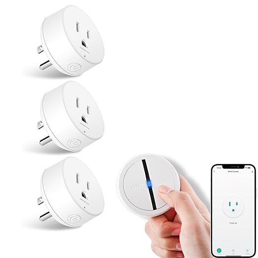 Greencycle Smart Wireless Remote Control Outlet Plug,WiFi Outlets for Household,On Off Smart Outlets Switch Compatible with Tuya,Alexa and Google Assistant,Timer Outlet,No Wiring,White,1SW+3Outlets