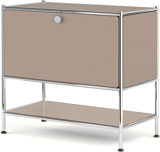 Metal Sidetable with Flap Door, 27.5" Height - DIY Modern Furnishing for Home, Office, Foyer, Bedroom - Night Stand, Book Shelf, Bookshelf, Cube Storage Organizer, Bedside Table (Taupe)