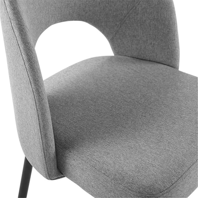 Modway Rouse Upholstered Fabric Dining Side Chair, Black Light Gray