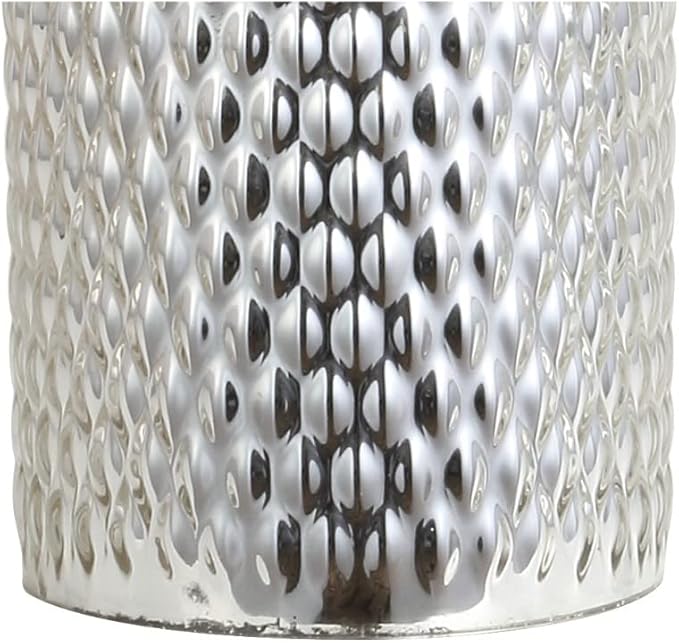 JONATHAN Y 30" Silver Isabella Studded Glass Table Lamp, Contemporary Glam Silver Leaf Base with White Linen Drum Shade for Bedroom Living Room, LED Bulb Included JYL1013A