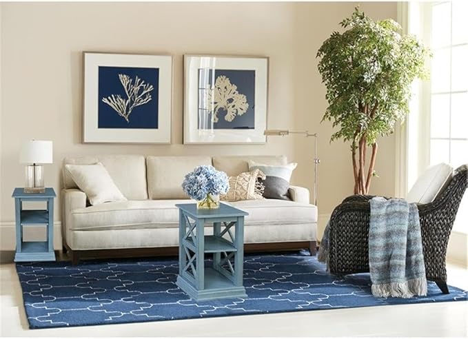 International Concepts Hampton Accent Table with Shelves in Ocean Blue