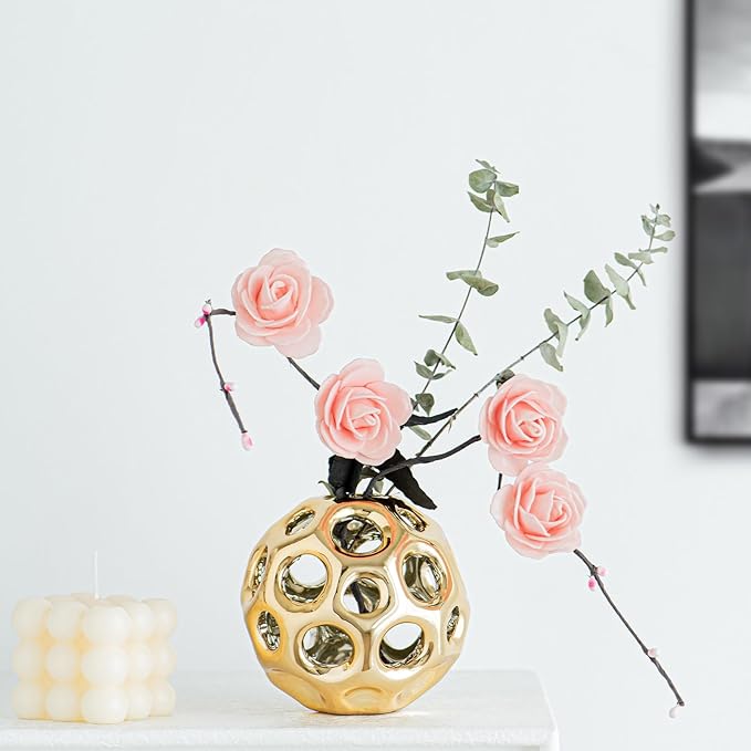Gold Knot Orbs Decorative Objects, Modern Geometric Balls Centerpieces, Orb Knick Knacks Home Decor, Ceramic Coffee Table Sculptures for Living Room, Bedroom, Office Desktop, Bookshelf (Gold)