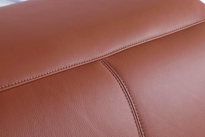 BlackJack Furniture Venice Top Grain Italian Leather Power Recline Loveseat Sofa - 93" Theater Seating Modern Couch for Living Room Apartment Lounge Home with Adjustable Headrests & USB Port, Camel