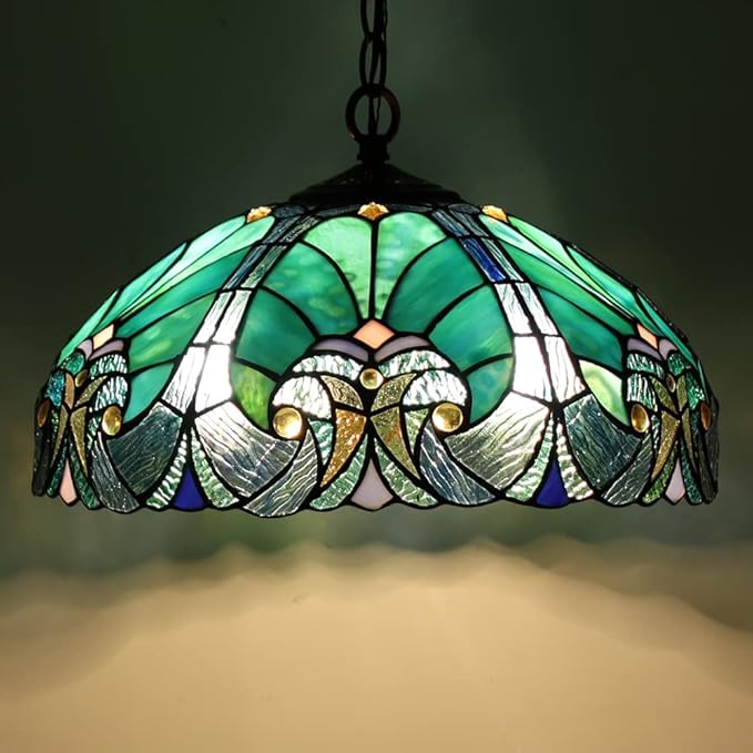 Tiffany Pendant Light fixtures Hanging Lamp Stained Glass Light Decor for Dining Living Room Kitchen Island Study Hallway
