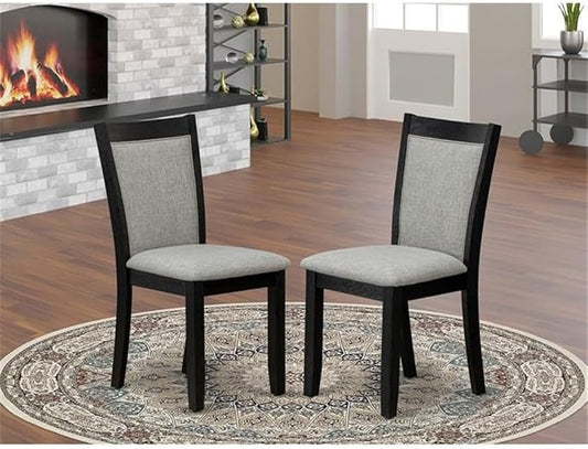 East West Furniture MZC6T06 Monza Parson Chairs - Shitake Linen Fabric Padded Dining Chairs, Set of 2, Wirebrushed Black