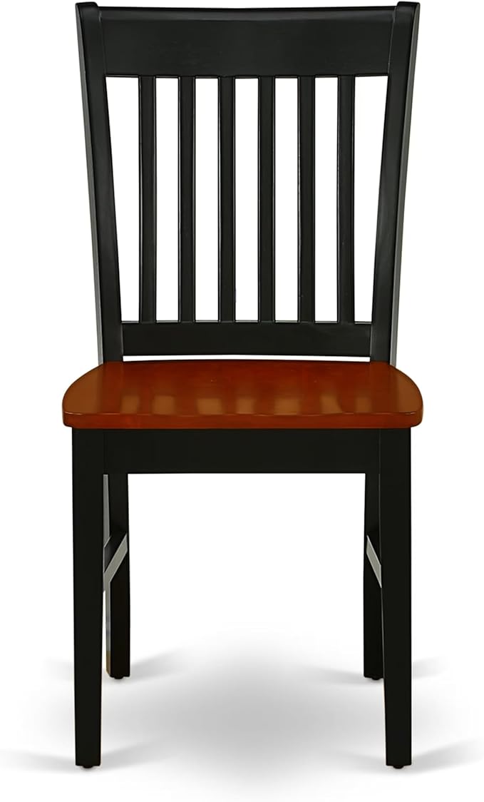East West Furniture ANNO3-BCH-W 3 Piece Kitchen Table & Chairs Set Contains a Round Dining Room Table with Pedestal and 2 Solid Wood Seat Chairs, 36x36 Inch, Black & Cherry