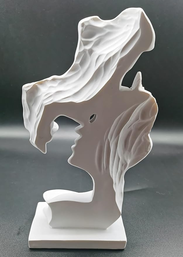 Kiss Statues,Resin Statue Ornaments, Abstract Style Sculptures, Valentine's Day, Living Room Dining Desk Decorations,Bookshelf Decorative Objects,Modern Home Decor(White)