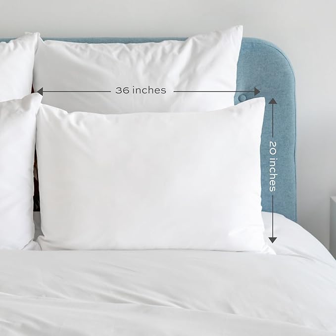 White Classic Bed Pillows for Sleeping 2 Pack, King Size Pillow Side Sleeper Set, Down Alternative Luxury Hotel Soft Pillow 20x36 Inches