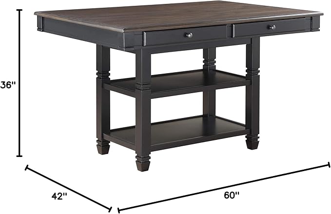 Homelegance 60" x 42" Two-Tone Counter Height Dining Table, Black/Natural
