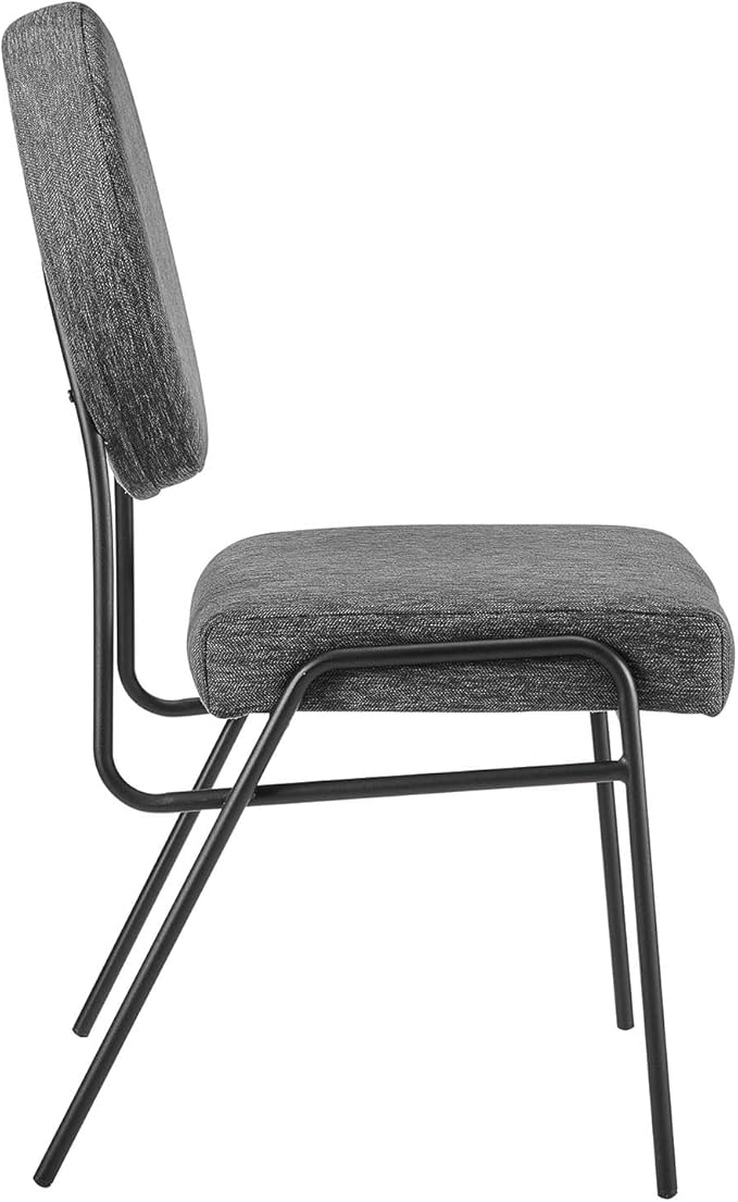 Modway Craft Fabric Upholstered Side Dining Chairs-Set of 2 in Black Charcoal