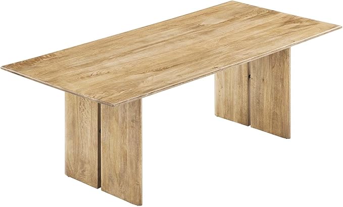 Modway Amistad 86" Solid Wood Modern Farmhouse Rectangular Dining Table in Oak