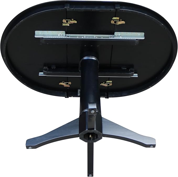 International Concepts 36" Round Top Pedestal Table with 12" Leaf-28.9" H-Dining Height, Black