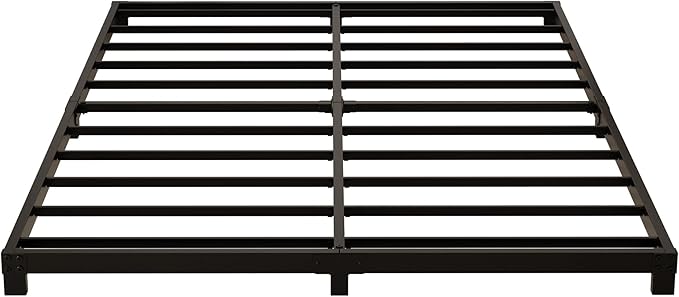 4 Inch King Size Bed Frame, Heavy Duty Metal Platform Low King Bed Frame, No Box Spring Needed, Noise Free, Easy Assembly, Black