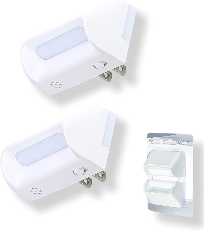 Red LED Night Light, Dusk to Dawn Sensor, Dual Lighting Mode, Guide Light, and Sleep Light, Switch ON OFF, Night Light Plug into Wall for Bedroom, Bathroom, Kitchen, Hallway, Stairway, 2 Pack